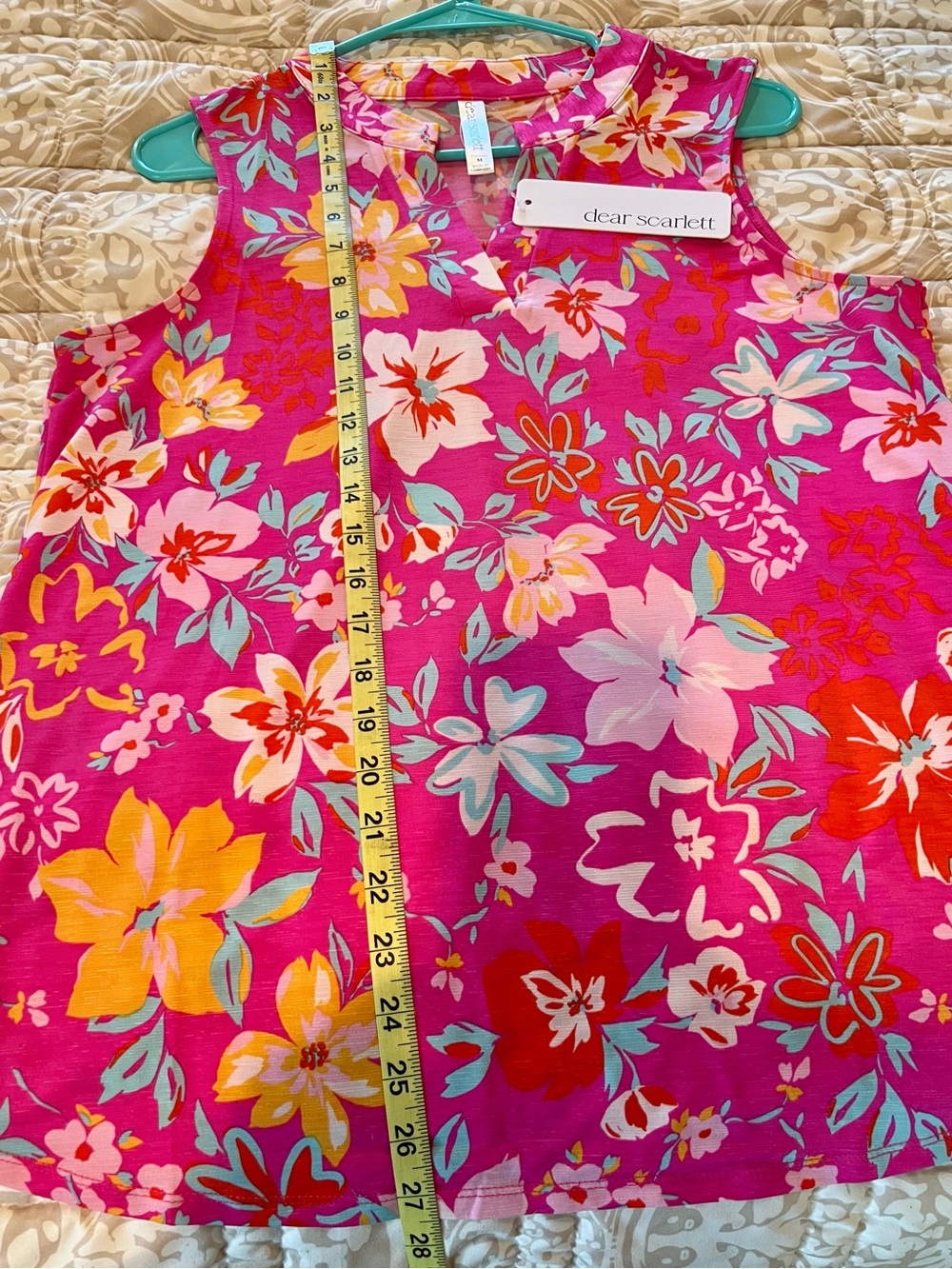 Dear Scarlett Fuchsia Floral V-Neck Sleeveless Blouse - Picture 6 of 6